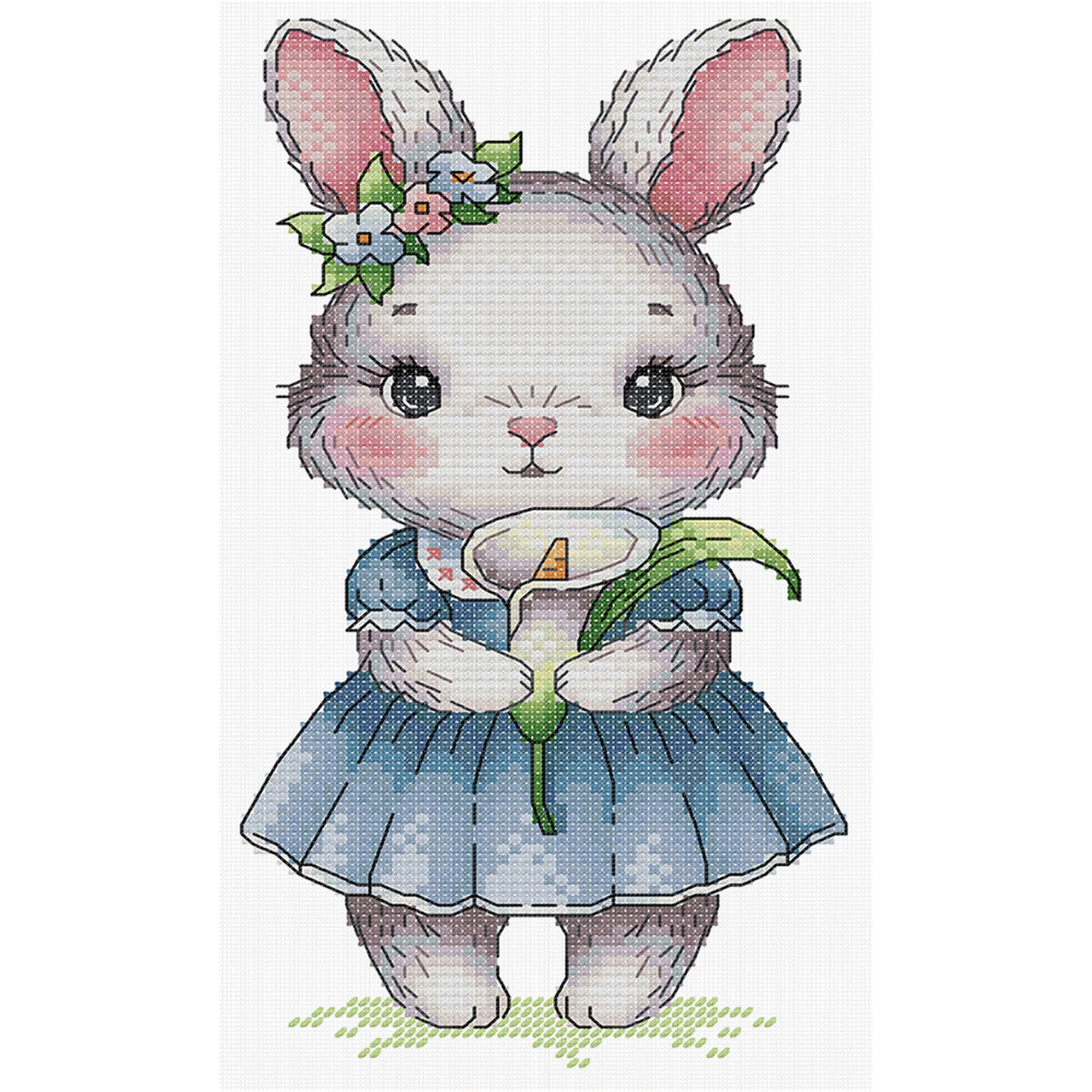 Rabbit And Calla Lily - 14CT Stamped Cross Stitch 15*27CM (Joy Sunday)