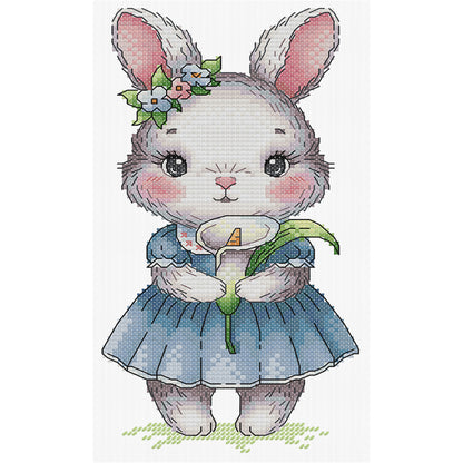 Rabbit And Calla Lily - 14CT Stamped Cross Stitch 15*27CM (Joy Sunday)