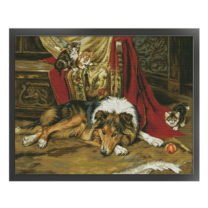 German Shepherd - 14CT Stamped Cross Stitch 66*52CM (Joy Sunday)