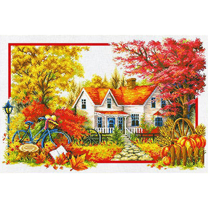 4Pcs Spring, Summer, Autumn, Winter - 11CT Stamped Cross Stitch 85*60CM (Mona Lisa Brand)