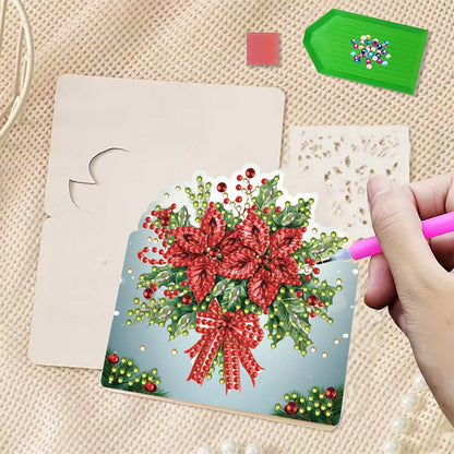 6 Packs Christmas Flower DIY Diamond Painting Greeting Cards for Adults Gifts