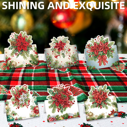 6 Packs Christmas Flower DIY Diamond Painting Greeting Cards for Adults Gifts