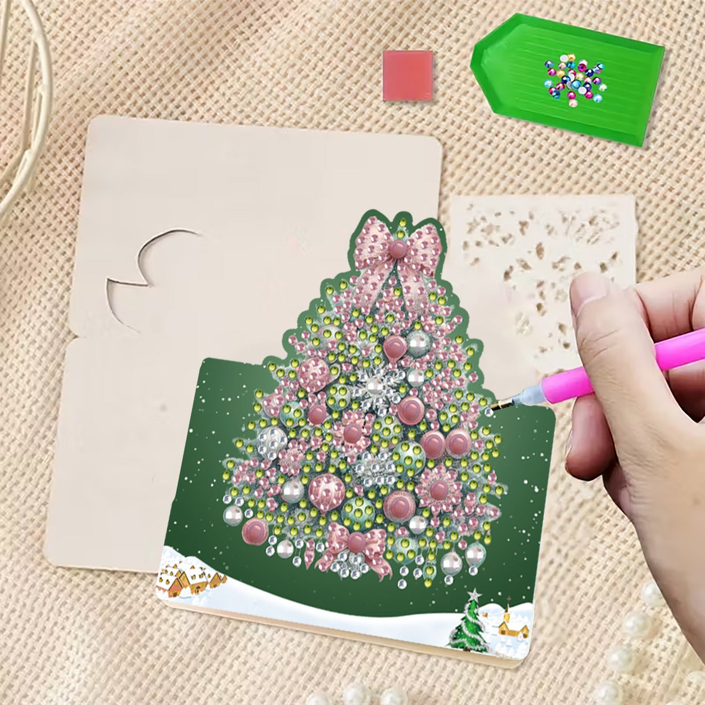 6 Packs Christmas Tree DIY Diamond Painting Greeting Cards for Adults Gifts