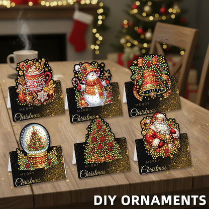 6 Packs Christmas Elements 1 DIY Diamond Painting Greeting Cards for Adults Gift