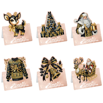 6 Packs Christmas Elements 2 DIY Diamond Painting Greeting Cards for Adults Gift