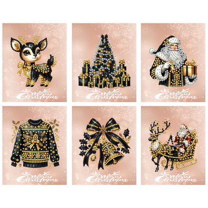 6 Packs Christmas Elements 2 DIY Diamond Painting Greeting Cards for Adults Gift