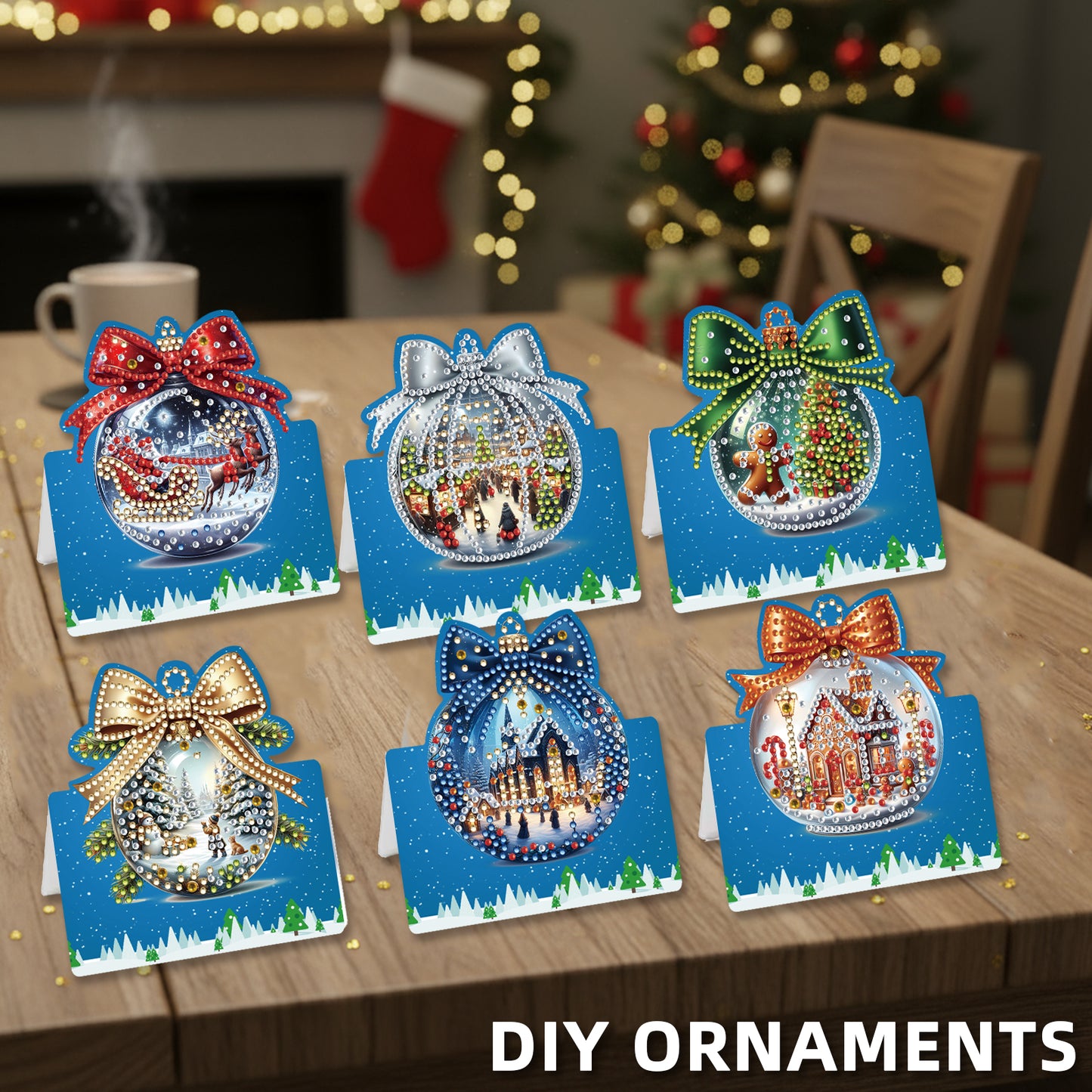 6 Packs Christmas Ball DIY Diamond Painting Greeting Cards for Adults Gifts