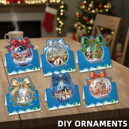 6 Packs Christmas Ball DIY Diamond Painting Greeting Cards for Adults Gifts