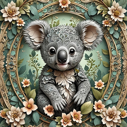 Floral Koala - Full Round Drill Diamond Painting 40*40CM