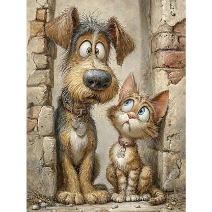 Cute Cats And Dogs - Full Round Drill Diamond Painting 30*40CM
