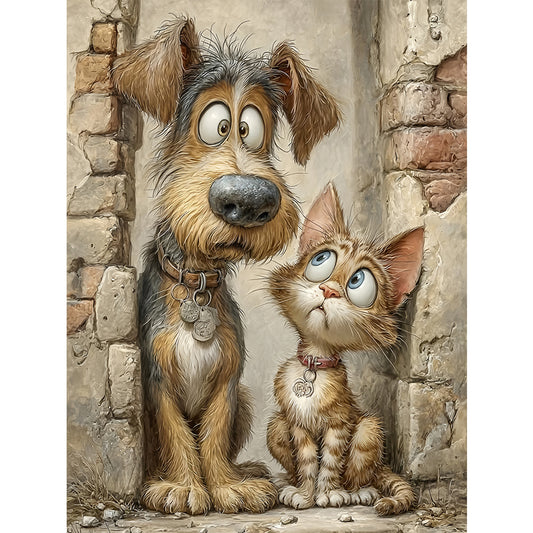 Cute Cats And Dogs - Full Round Drill Diamond Painting 30*40CM