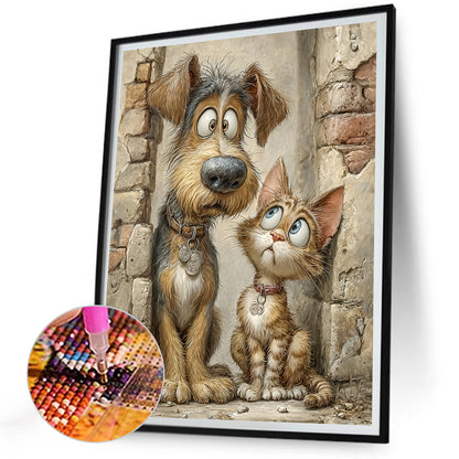 Cute Cats And Dogs - Full Round Drill Diamond Painting 30*40CM