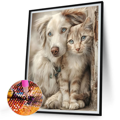 Cute Cats And Dogs - Full Round Drill Diamond Painting 30*40CM