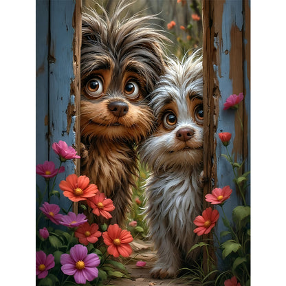 Cute Dogs - Full Round Drill Diamond Painting 30*40CM