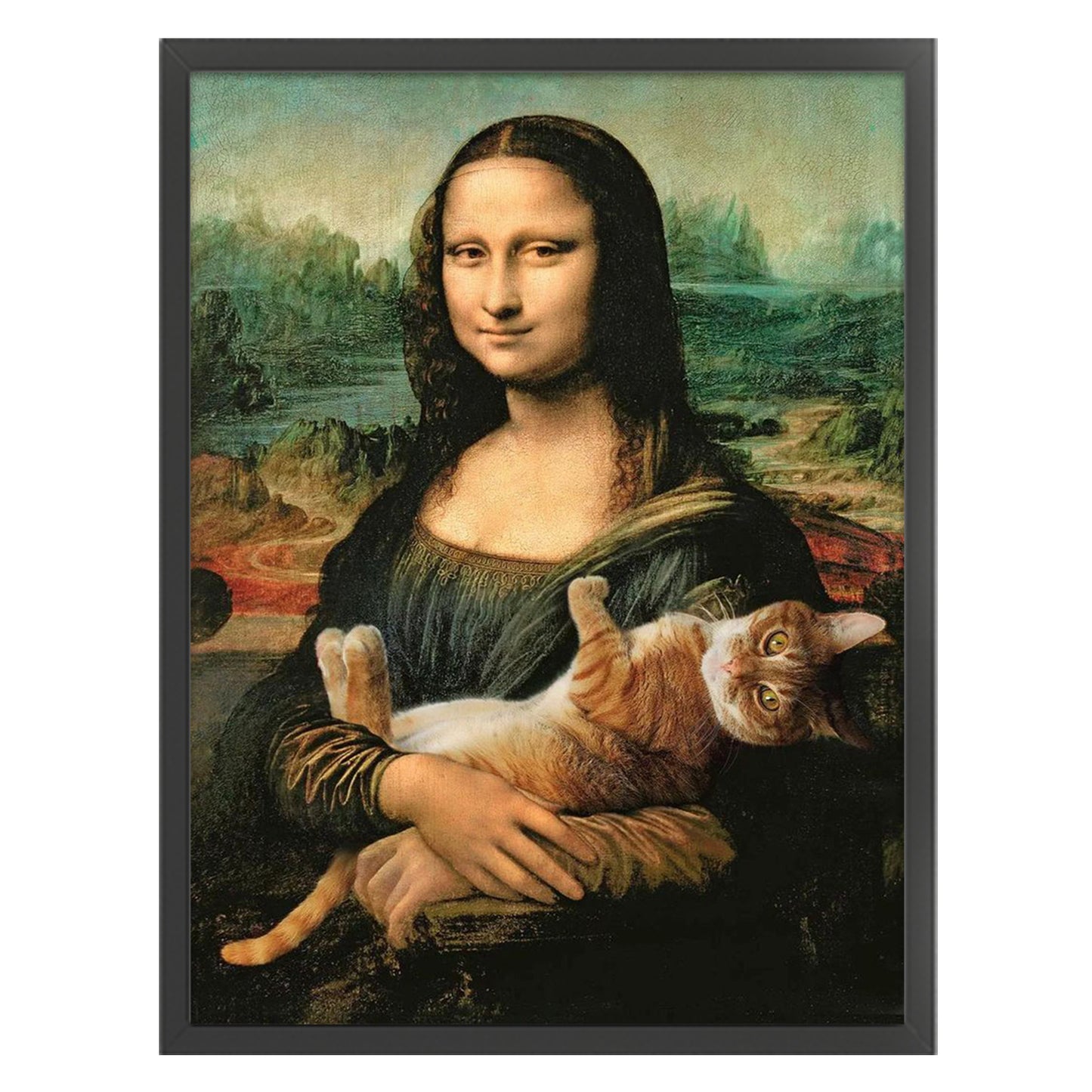 Mona Lisa And Cat - 14CT Stamped Cross Stitch 45*60CM (Mona Lisa Brand)
