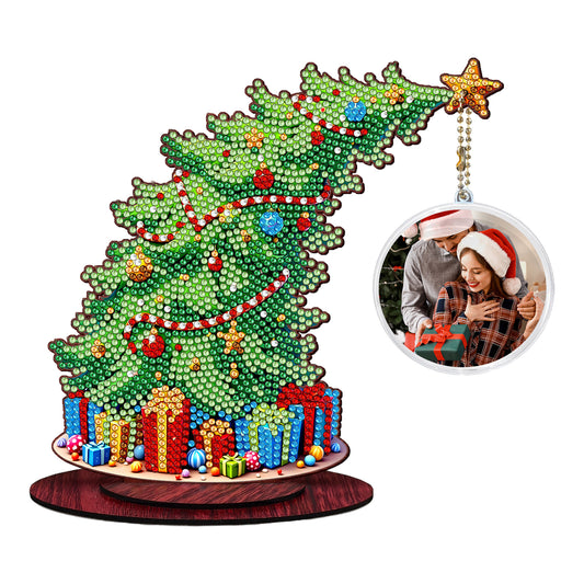 Christmas Tree DIY 2D Flat Wooden Desktop Diamond Art Kit for Adults Beginner(A)