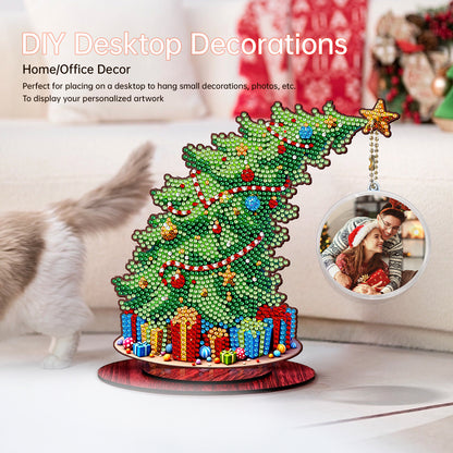 Christmas Tree DIY 2D Flat Wooden Desktop Diamond Art Kit for Adults Beginner(A)
