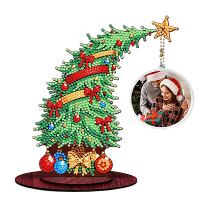 Christmas Tree DIY 2D Flat Wooden Desktop Diamond Art Kit for Adults Beginner(C)
