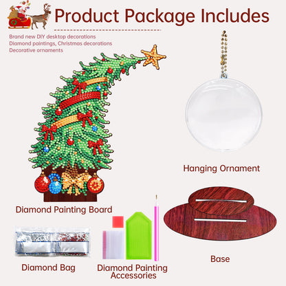 Christmas Tree DIY 2D Flat Wooden Desktop Diamond Art Kit for Adults Beginner(C)