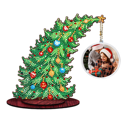 Christmas Tree DIY 2D Flat Wooden Desktop Diamond Art Kit for Adults Beginner(D)