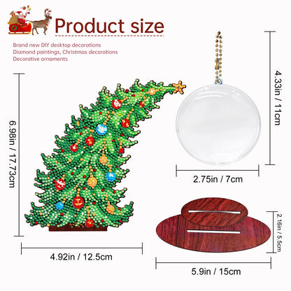 Christmas Tree DIY 2D Flat Wooden Desktop Diamond Art Kit for Adults Beginner(D)