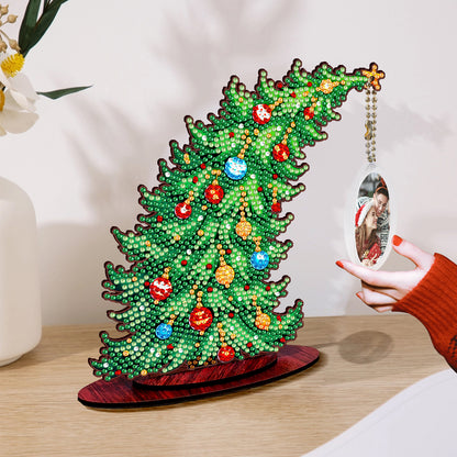 Christmas Tree DIY 2D Flat Wooden Desktop Diamond Art Kit for Adults Beginner(D)