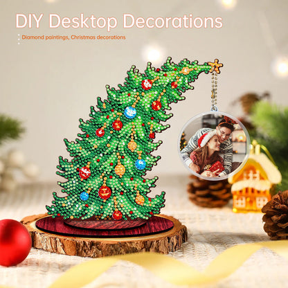 Christmas Tree DIY 2D Flat Wooden Desktop Diamond Art Kit for Adults Beginner(D)