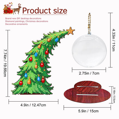 Christmas Tree DIY 2D Flat Wooden Desktop Diamond Art Kit for Adults Beginner(F)