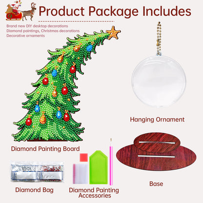 Christmas Tree DIY 2D Flat Wooden Desktop Diamond Art Kit for Adults Beginner(F)