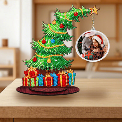 Christmas Tree DIY 2D Flat Wooden Desktop Diamond Art Kit for Adults Beginner(G)