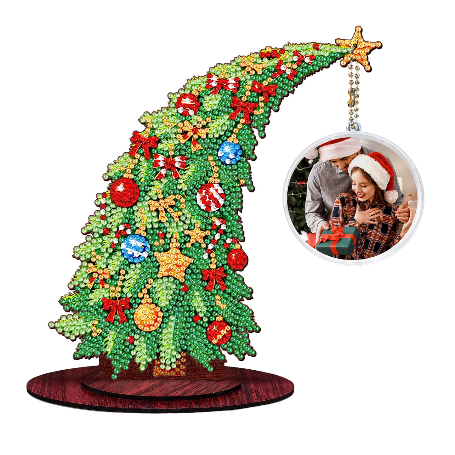 Christmas Tree DIY 2D Flat Wooden Desktop Diamond Art Kit for Adults Beginner(I)