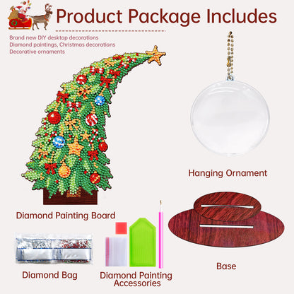Christmas Tree DIY 2D Flat Wooden Desktop Diamond Art Kit for Adults Beginner(I)