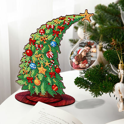 Christmas Tree DIY 2D Flat Wooden Desktop Diamond Art Kit for Adults Beginner(I)