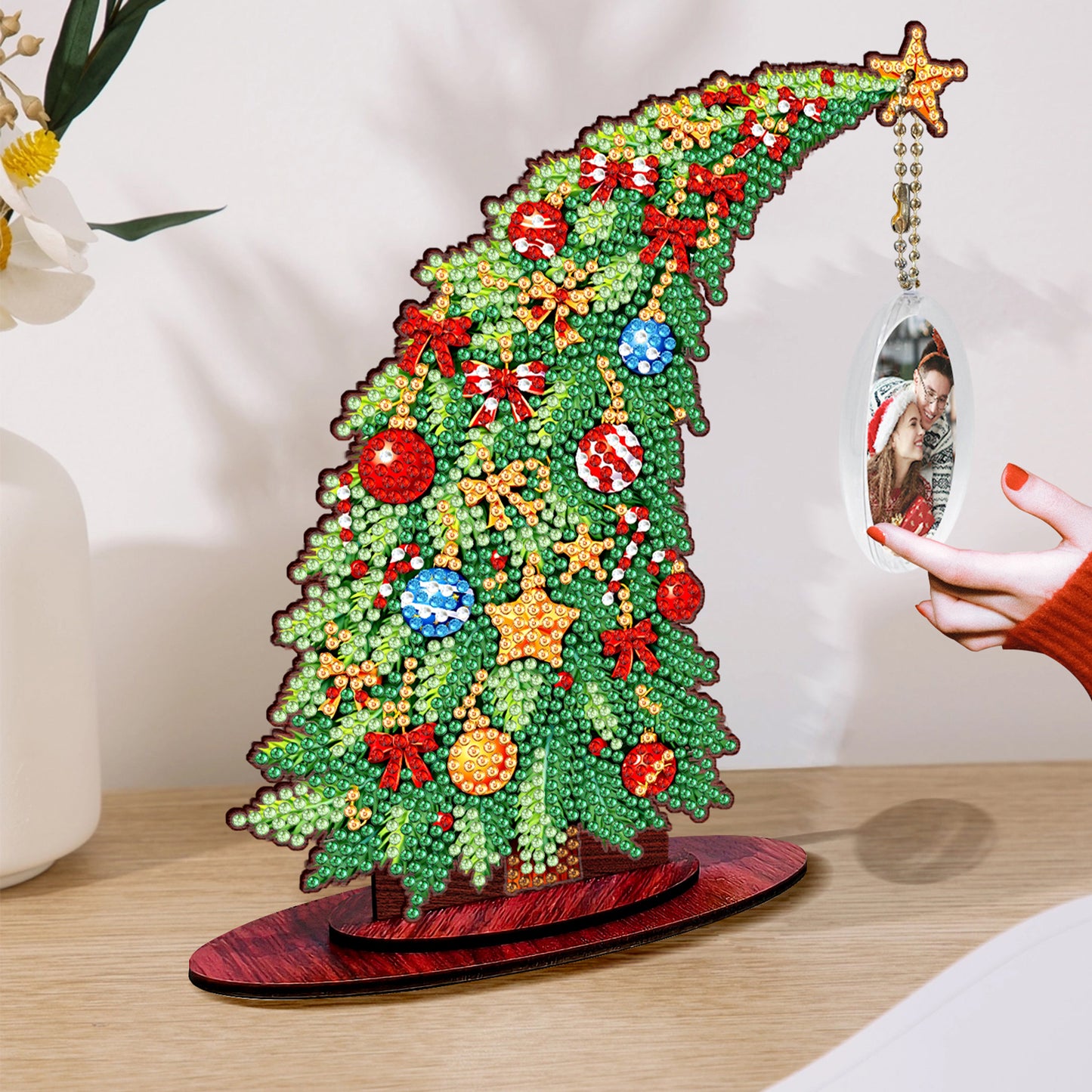 Christmas Tree DIY 2D Flat Wooden Desktop Diamond Art Kit for Adults Beginner(I)