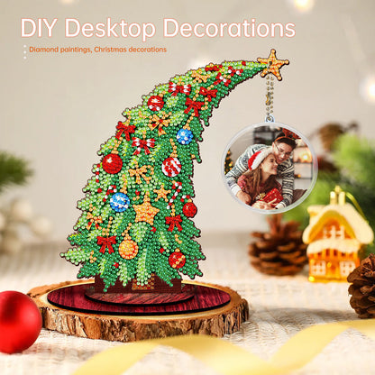 Christmas Tree DIY 2D Flat Wooden Desktop Diamond Art Kit for Adults Beginner(I)