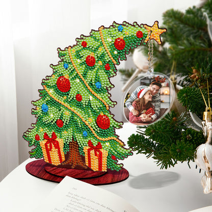 Christmas Tree DIY 2D Flat Wooden Desktop Diamond Art Kit for Adults Beginner(G)