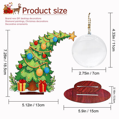 Christmas Tree DIY 2D Flat Wooden Desktop Diamond Art Kit for Adults Beginner(K)