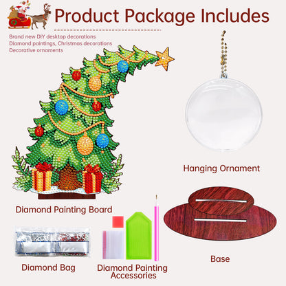 Christmas Tree DIY 2D Flat Wooden Desktop Diamond Art Kit for Adults Beginner(K)