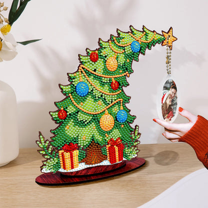 Christmas Tree DIY 2D Flat Wooden Desktop Diamond Art Kit for Adults Beginner(K)
