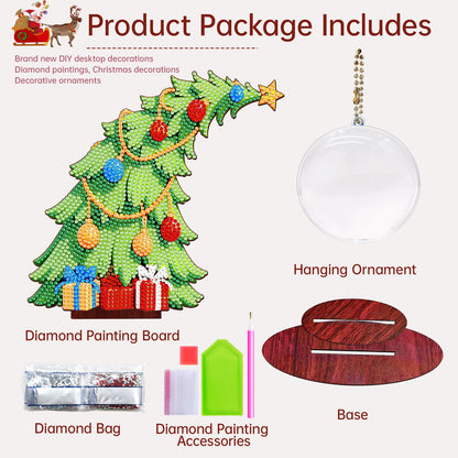 Christmas Tree DIY 2D Flat Wooden Desktop Diamond Art Kit for Adults Beginner(L)