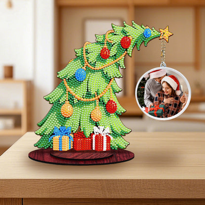 Christmas Tree DIY 2D Flat Wooden Desktop Diamond Art Kit for Adults Beginner(L)