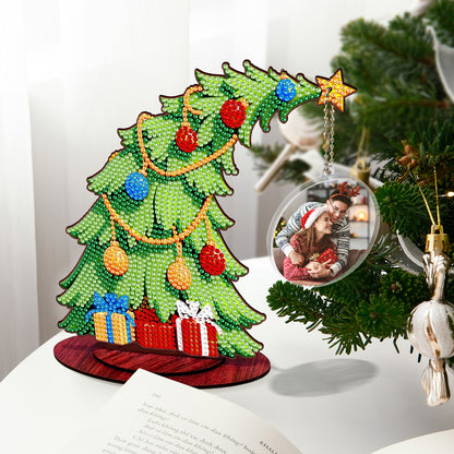 Christmas Tree DIY 2D Flat Wooden Desktop Diamond Art Kit for Adults Beginner(L)