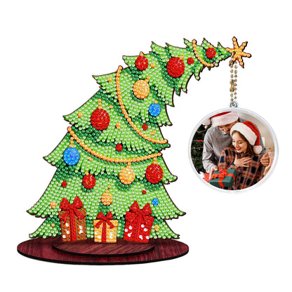 Christmas Tree DIY 2D Flat Wooden Desktop Diamond Art Kit for Adults Beginner(M)