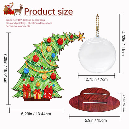 Christmas Tree DIY 2D Flat Wooden Desktop Diamond Art Kit for Adults Beginner(M)