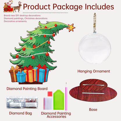 Christmas Tree DIY 2D Flat Wooden Desktop Diamond Art Kit for Adults Beginner(N)