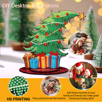 Christmas Tree DIY 2D Flat Wooden Desktop Diamond Art Kit for Adults Beginner(N)