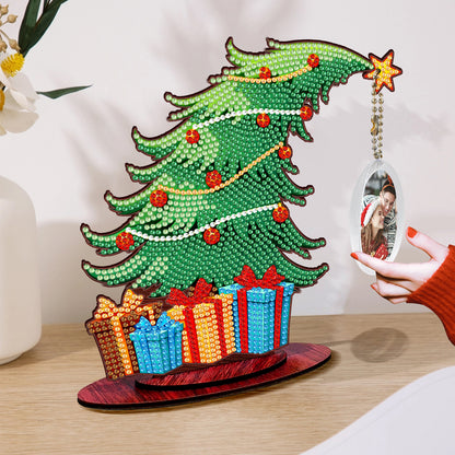 Christmas Tree DIY 2D Flat Wooden Desktop Diamond Art Kit for Adults Beginner(N)