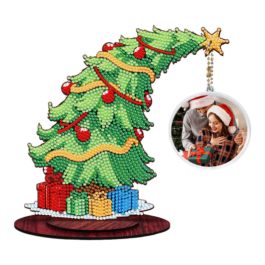Christmas Tree DIY 2D Flat Wooden Desktop Diamond Art Kit for Adults Beginner(Q)