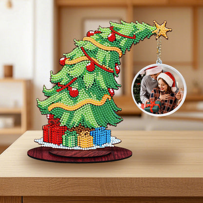Christmas Tree DIY 2D Flat Wooden Desktop Diamond Art Kit for Adults Beginner(Q)