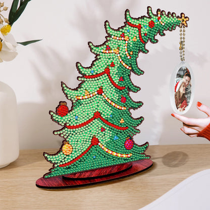 Christmas Tree DIY 2D Flat Wooden Desktop Diamond Art Kit for Adults Beginner(R)